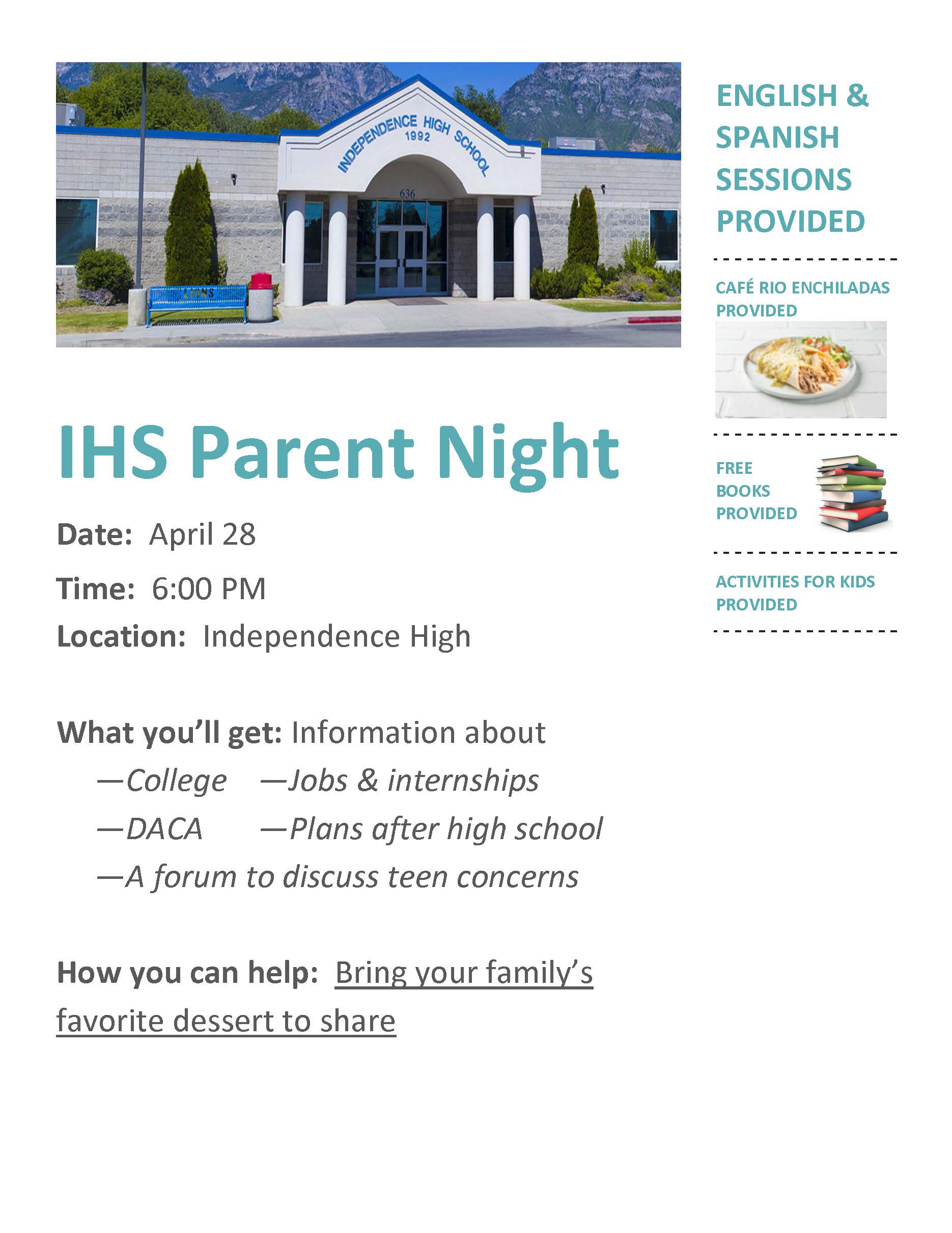 Parent night flyer